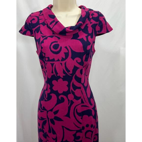 Talbots Women’s Pink & Navy Floral Sheath Dress - Size 4 - Picture 5 of 13